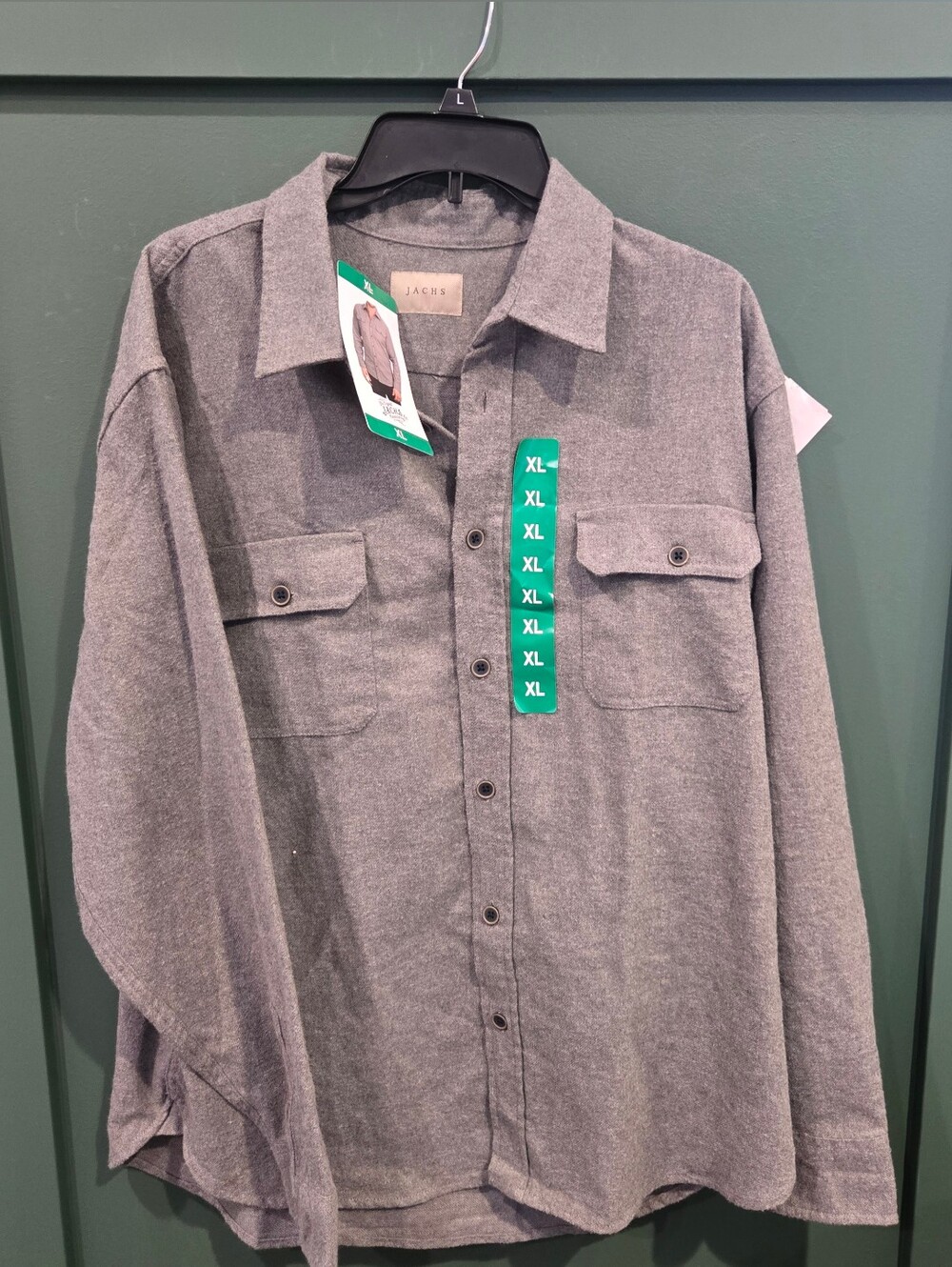 Jachs Gray Long Sleeve Casual Button-Down Shirt
